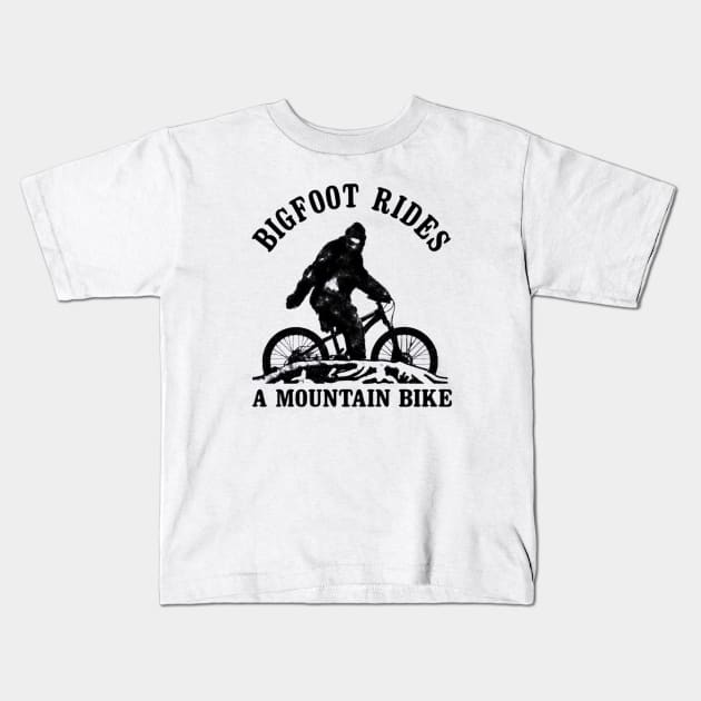 bigfoot rides a mountain bike Kids T-Shirt by BerrymanShop